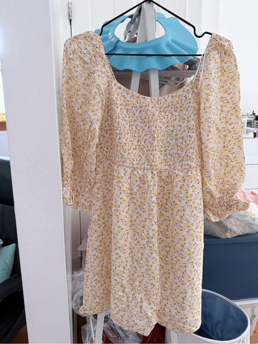 Hollister Yellow Floral Smocked Mini Dress